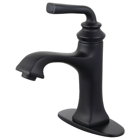 Fauceture Sgl-Handle Bathroom Faucet W/ Push-Up Drain & Deck Plate, Black LS4420RXL
